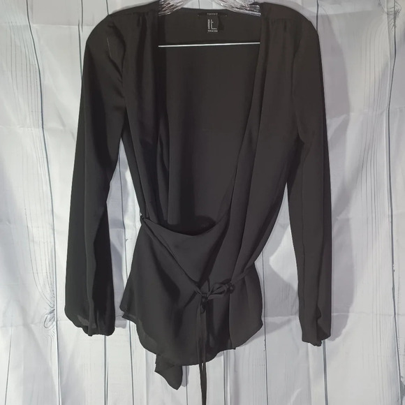 Forever 21 sheer faux wrap long sleeve shirt size S - Picture 1 of 8